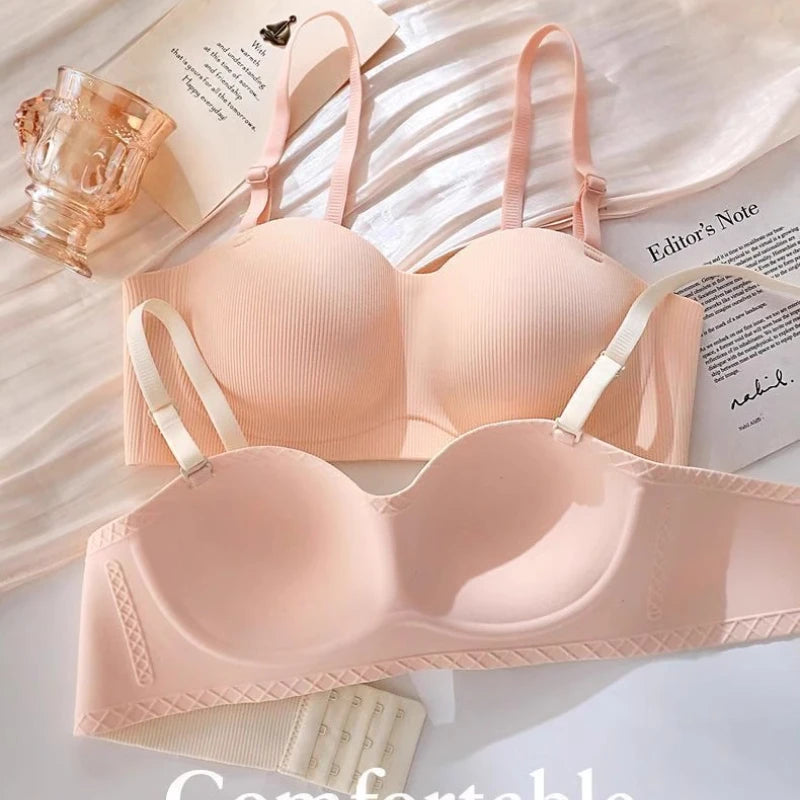 Hot Sale Japanese Style Seamless Underwear, Small Chest Gathered Push-Up Bra for Teens, Pure Sensual Wireless Bralette MOYISU