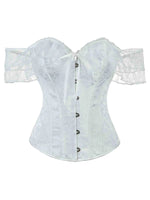 Corset's new retro lace fishbone body-shaping shirt with shoulder straps and bubble sleeves gathered to hold the sternum.