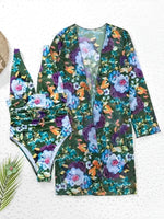 2026 Printed Swimsuit Women One Piece With Cover Up Floral Swimwear Female Beach Wear Push Up Bathing Swimming Swim Suit Summer