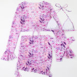 4 Pieces String Bikinis 2026 Women Sexy Swimwear Female Floral Swimsuit Bathers Bathing Swimming Swim Suit Beachwear Summer