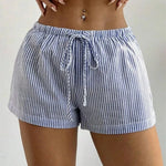 Women Striped Short for Summer Drawstring Elastic Waist Shorts Beach Clothes Streetwear