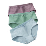 3Pcs/Set Cotton Panties Low Waist Briefs Solid Color Lingerie Women Underpants Comfy Breathable Underwear Intimates