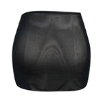 Women Black Mesh Ruched Drawstring Skirt Sheer Bodycon Beach Cover Up Adjustable Side Tie Sarong Swimwear Sexy See Through Skirt