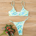 11 Colors Sexy Ribbed High Cut Bikini Women Swimwear Female Swimsuit Two-piece Bikini Padded set Bather Bathing Suit Swim V7111B