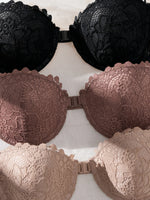3Pcs Lace Women Strapless Bra Stylish Front Buckle Push up Bra Invisible Off-Shoulder Underwire Bras Women