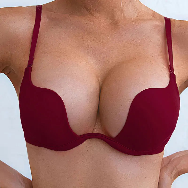 Fashionable Sexy Push-Up Bra U-Shaped Multi-Wear Bralette Invisible Backless Underwire Padded Lingerie Straps