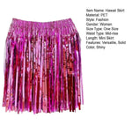 Bright Colors Beach Dance Skirt Hawaii Skirt Elastic Mid-rise Adults Kids Mini Skirt Rain Fringe Tassels Adjustable Curtain