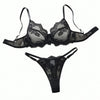 Sexy Black Floral Lace Lingerie Set Women Underwire Sheer Bra & Adjustable Thong 2Pcs See Through Underwear ZA826333