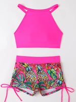 2026 Print High Waist Swimsuit Women High Neck Bikini Drawstring Swimwear Female Bathers Bathing Swimming Swim Suit Beachwear