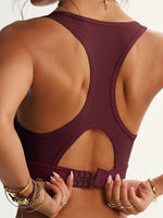 Women's Solid Color U Neck Wire Free Yoga Bra Wide Strap One Piece Tank Top Removable Pads Body Shaping Sports Bra