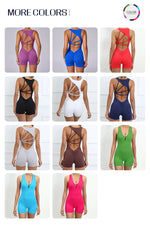 Padded Jumpsuit Sport Women Yoga Bodysuit Fitness Wear Gym Sportswear High Elastic Workout Running Clothes