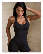 Seamless Yoga Jumpsuit Sleeveless Shorts One Piece Yoga Suit Sexy Cutout Backless Top Women Playsuit Gym Summer Workout Clothes