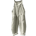 Casual Striped Print Sleeveless Jumpsuit Sling Big Pockets Wide Leg Summer Jumpsuit Women Female Clothing