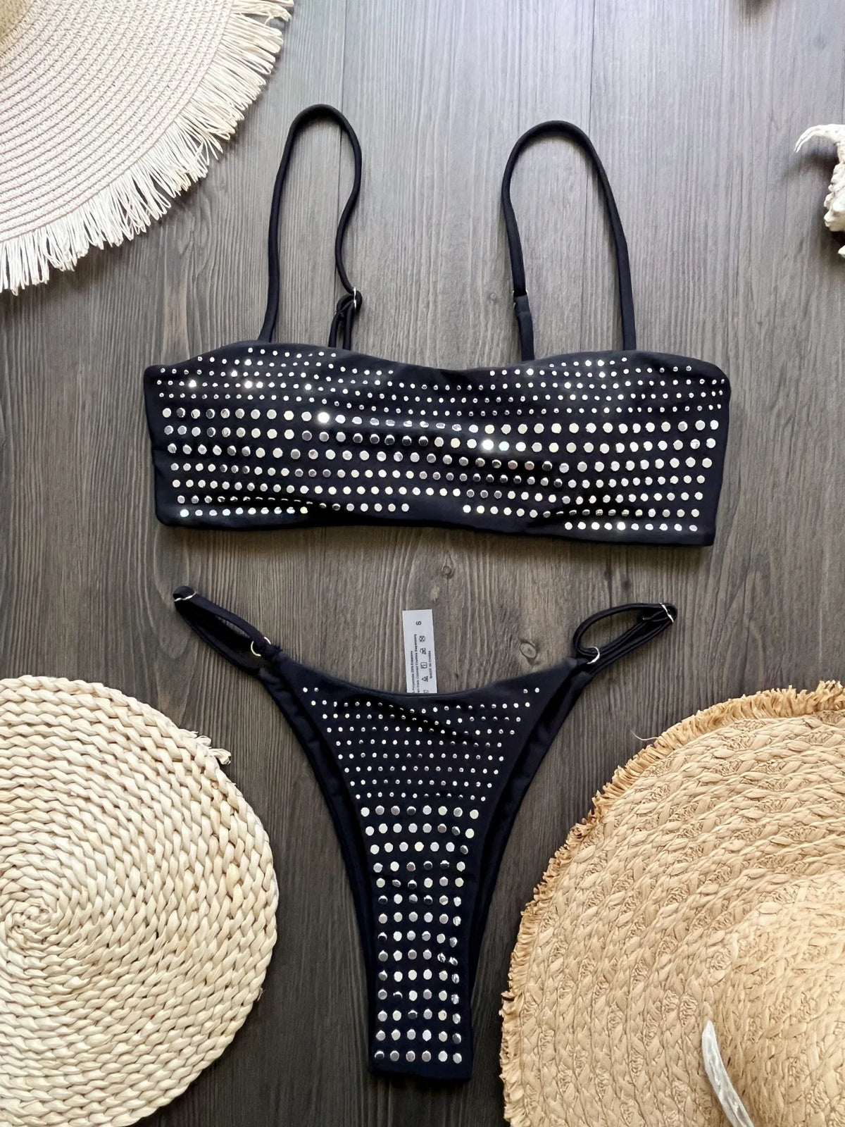 2026 Shiny Sequins Bandeau Bikini Women Swimwear Female Swimsuit Two-pieces Bikini Set Bather Bathing Suit Swim Lady Beachwear