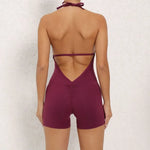 Women's High Elasticity One-Piece Fitness Jumpsuit - Tight Peach Hip Jumpsuit & Air Back Yoga Pants for Workout Gym Running