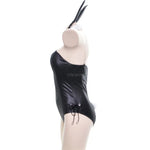 Bunny Girl Costume Women Sexy Cosplay Lingerie PU Faux Leather Bodysuit with Tie Headband Set Kawaii Rabbit Suit Uniform