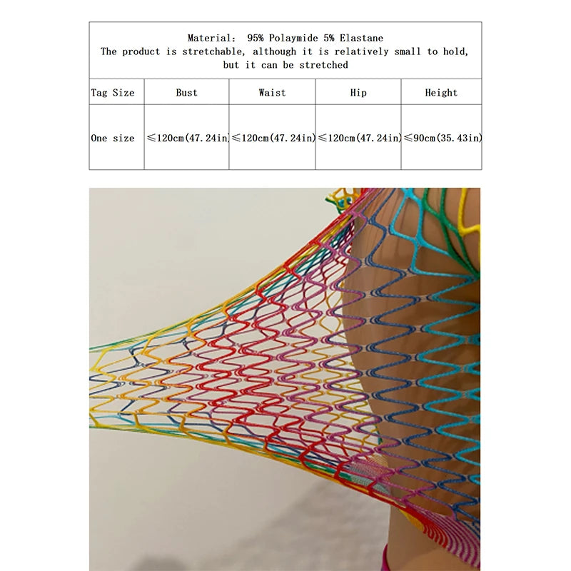 1 Set Sexy Women Fishnet Cover Ups Hollow Out Bodycon Women's Swimwear See through Tassel Dress without Bikini Beachwear