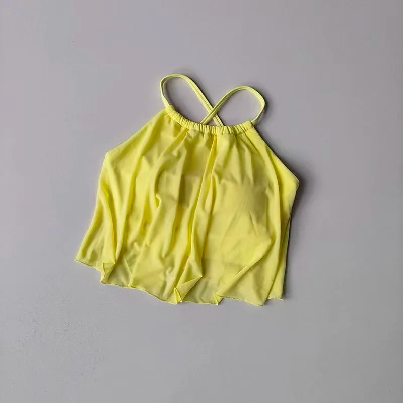 Women's Mesh Yoga Sports Camisole Vest Beautiful Back Pilates Training Outerwear Top Fake Two-Piece Sports Bra Design