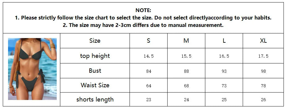 New Sexy Women's Bikini Set - Adjustable Tie Side Bandage Triangle Top & Low Rise Bottom with Starfish Metal Drawstring Summer