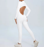 Hearuisavy Summer V Back Sports Jumpsuit Yoga Clothes Rompers Women Long Sleeveles Workout Bodysuits Backless One-piece Suit