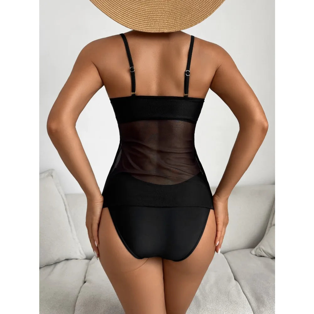Summer Swimwear for Women Tankini Sets Swimsuit Vintage Padded Mesh Bathing Suit Print Beachwear Female Women's Swim Wear 2025