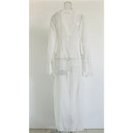 New Sexy V Neck Ruffled Long Sleeve Chiffon Tunic Beach Cover Up Cover-ups Beach Dress Beach Wear Beachwear Female Women V5976