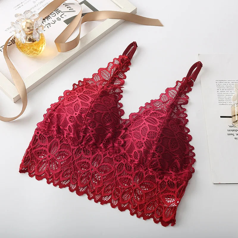 Lace Bralette Deep V-neck Bras For Women Push Up Bra Female Comfort Underwear Sexy Lingerie Padded Brassiere