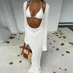 Sexy Solid 3 Piece Micro Bikinis Women Swimsuit 2025 New Swimwear With Long Sleeve Bathing Suit Beachwear Biquini Female