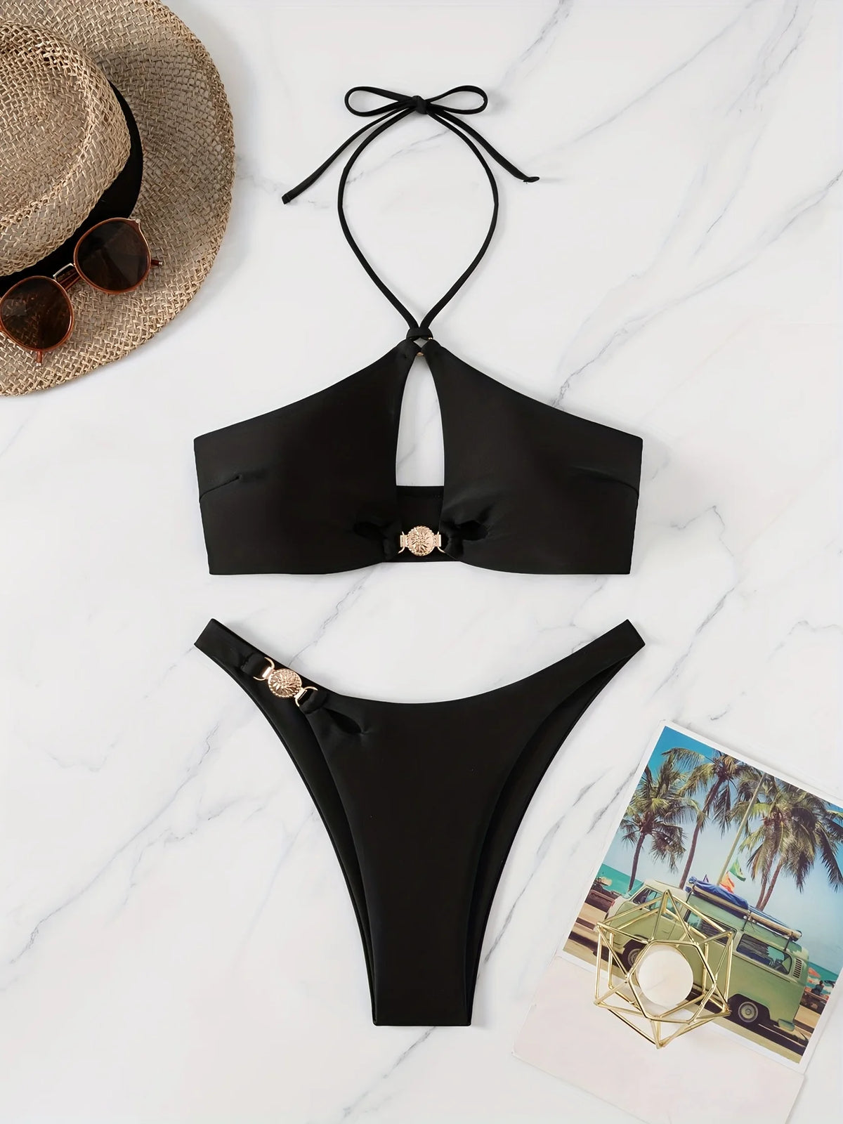 ZTVitality Sexy Solid 2 Piece Bikini Set 2025 New Bqiuini Padded Bra Halter Swimsuit Women's Swimwear Summer Beachwear Brazilian