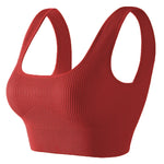 Women'S Ribbed Seamless Sports Bralettes,High Stretch Knit Fabric, Solid Color, with Removable Pads for All Seasons