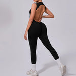 Seamless Yoga Jumpsuits Sports Fitness Backless Peach Hip-lifting Running Workout Gym One-piece Shorts Bodysuits for Women