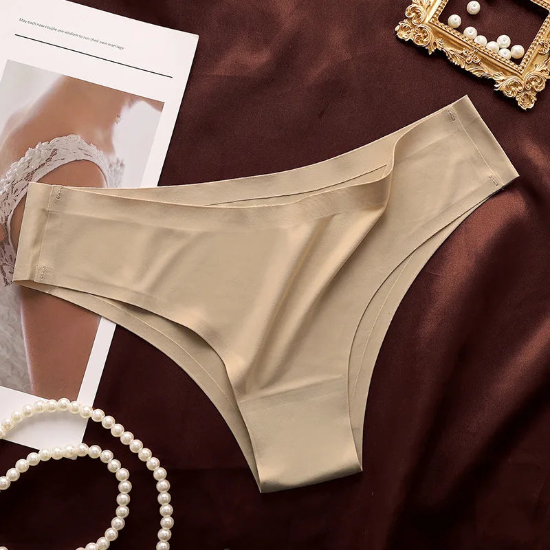 1Pc Women Ice Silk Brazilian Panties Seamless Low Waist Briefs Comfort Soft Cool Smooth Underwear Sexy Lingerie M-XL