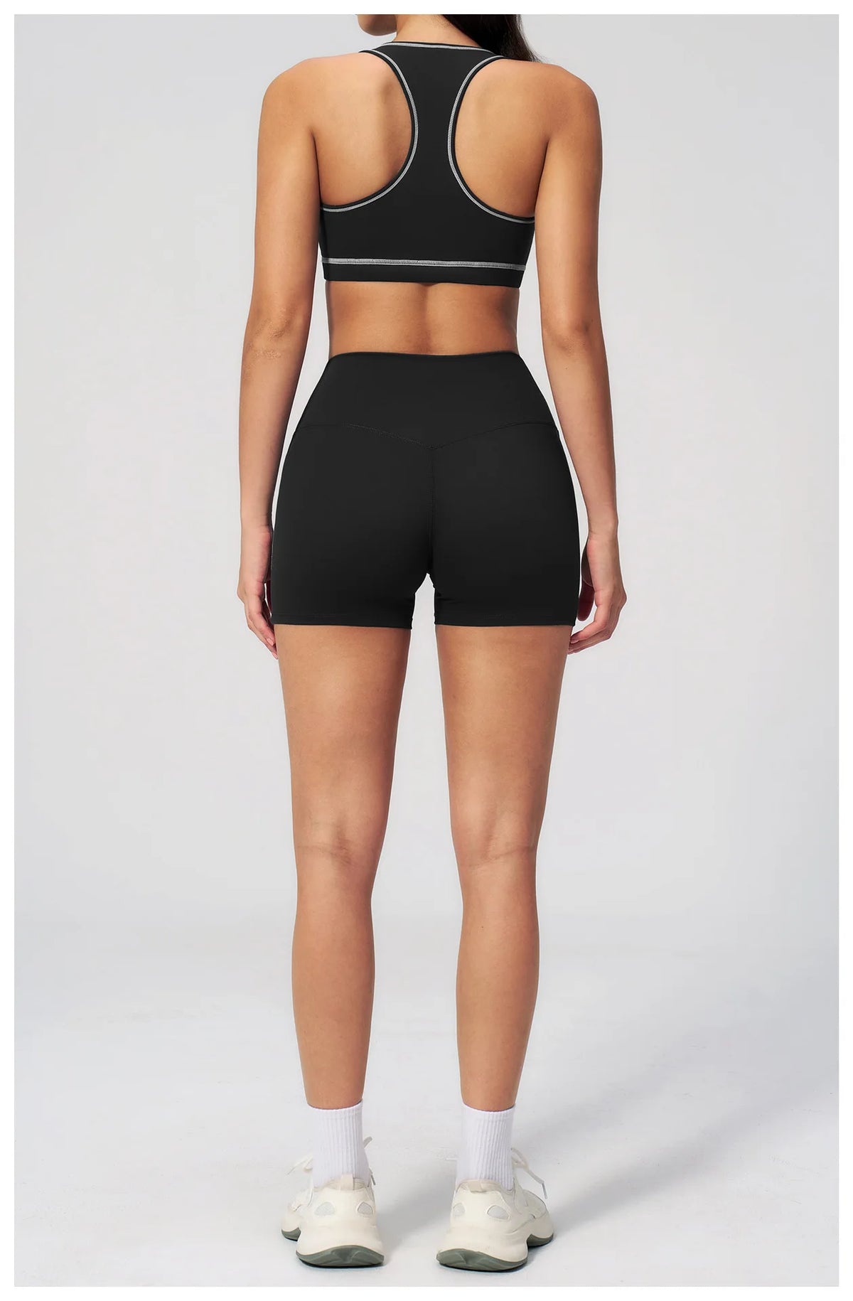 Summer New Color Contrast Yoga Set Women Tight I-shaped Back Sports Bra Versatile Fitness Suit High Waist Shorts Workout Clothes