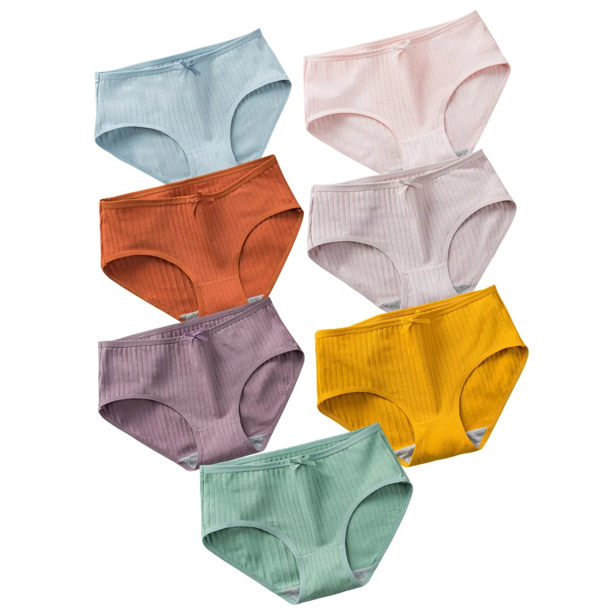 7Pcs/Set Cotton Panties Low Waist Briefs Women Sexy Lingerie Female Underpants Panty Solid Color Breathable Underwear Intimates