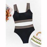 Hot Sale Sexy Swimsuit Split Underwire Split Black Color Bikini Swimsuit Two Piece Swimsuit For Women