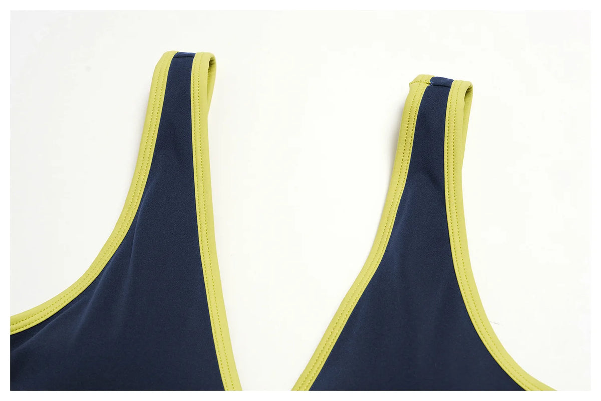Women's Tracksuit Color Blocked Yoga Sets V Neck Sports Bra High Waist Flare Pants Fitness Suit Outdoor Running Workout Clothes