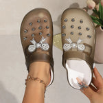 Pearls Bow Decor Platform Mules Sandals Women 2026 Anti Slip Sole Slip On Clogs Shoes Woman Breathable Thick Botom Beach Sandles