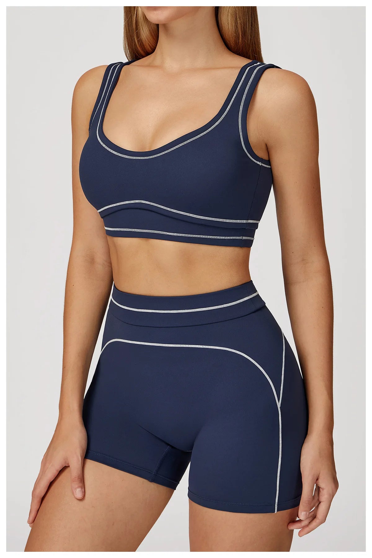 Quick Dry High Waist Yoga Shorts Contrast Color Blocking Splicing Training Sports Pants Push Up Hip Lifting Fitness Yoga Shorts