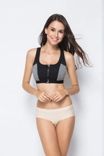 Sports Bra Women Front Zipper Double Inner Cup Push Up Patchwork Tops Female Yoga Fitness Shockproof Vest Sport Bras for Women