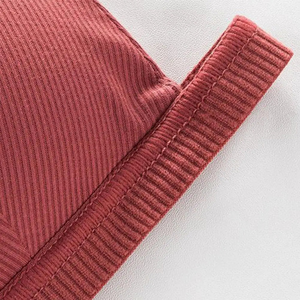 Women Simple Bra Triangle Cup Thin Straps Wrapping Chest Front Buckle Wireless Ribbed Bra Sexy Sports Cross Back Bra
