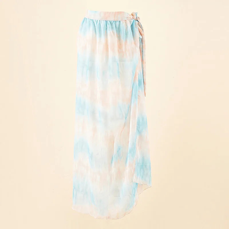 Women Bathing Suit Wrap Summer Ruffle Long Sarong Cover Ups Swimsuit Beach Skirt Bikini Cover Up Swimwear Beach Wrap Skirt