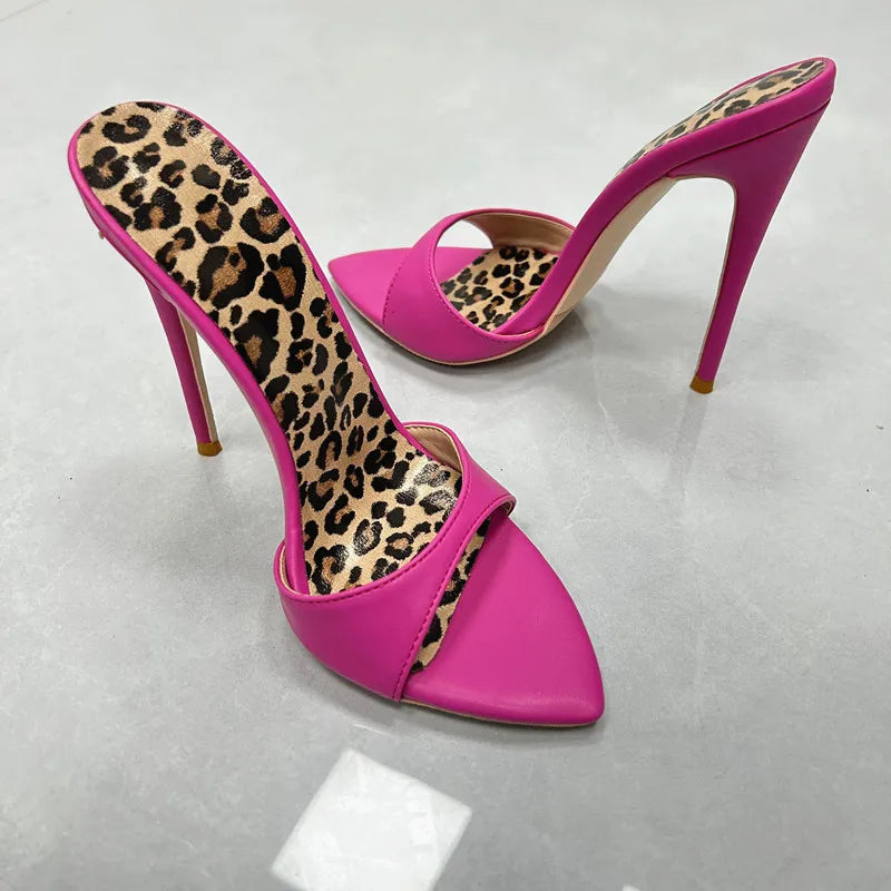 Sexy 12cm high heels shoes women slippers pointed toe dress dating party fashion sexy women sandals handmade plus size