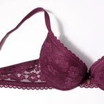 Beauwear 75 80 85 B C Cup Women's 3/4 Cup Plunge Bras Sexy Lace Solid Color Thin Mold Cup Bra Unlined Underwire Bralette