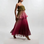 MsChuh Vestidos 2026 Woman Dress Vestido Dresses Spaghetti Strap Temperament Playful Gradient Ruffles Sleeveless Pleated Holiday