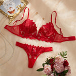 Floral Valentine Charming Brief Panty Underwear Sexy Nighty Fancy V Underwear Brief Set for Lady