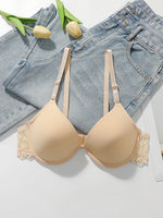 Women's Smooth Push Up Bra Underwire Lace Side Supportive Adjustable Straps Comfortable Everyday Lingerie J3071