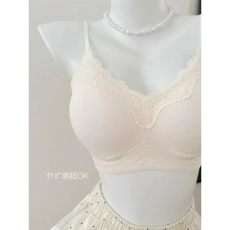 Comic Chest Bra No Underwire European Thin Straps Summer Women Lace Gathering Push Up Seamless Bras Japanese Style Natural Look