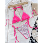 Sexy Leopard Printed Halter Brazilian Bikini Women Swimwear Female Swimsuit Two-Piece Bikini Set Bather Bathing Suit Swim V3681