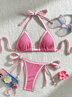 Splicing Wrinkled Pleated Bikinis 2025 High Cut Bikini Women Swimwear Female Swimsuit Two-pieces Bikini Set Bathing Suit Swim