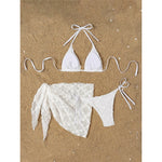 2 Colors Sexy With Sarong Halter Bikini Female Swimsuit Women Swimwear Three-Pieces Bikini Set Bather Bathing Suit Swim V6669B